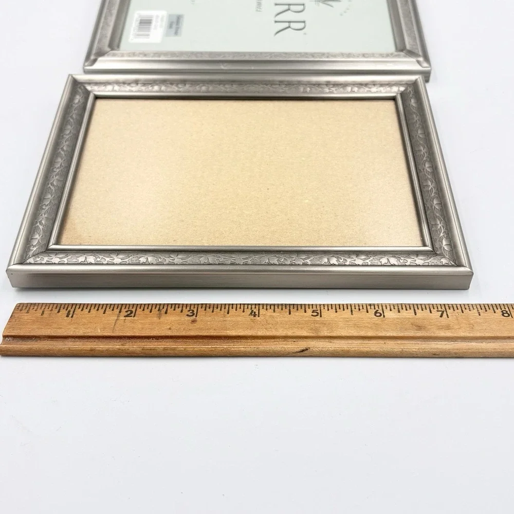 5x7 Carr Frames Embellished Pewter Silver Finish Photo Picture Frame Set of 2
